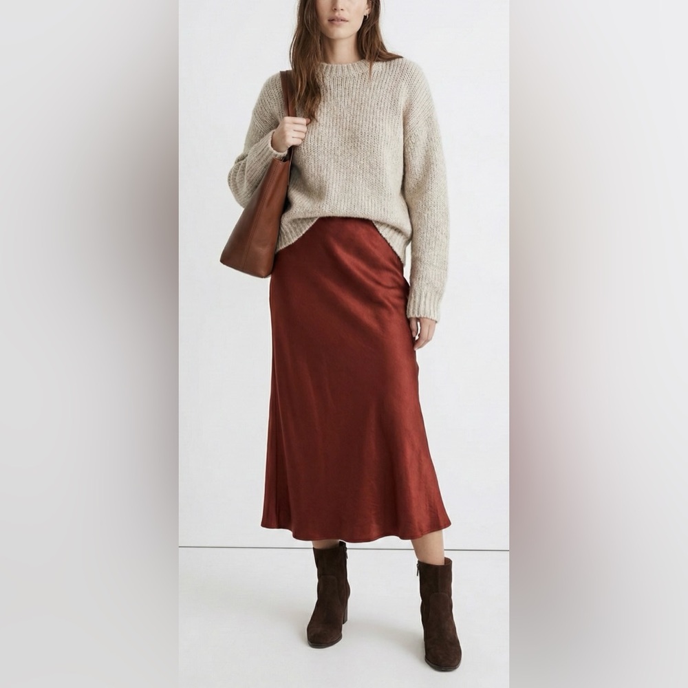 Madewell Burgundy Midi Skirt with side slit